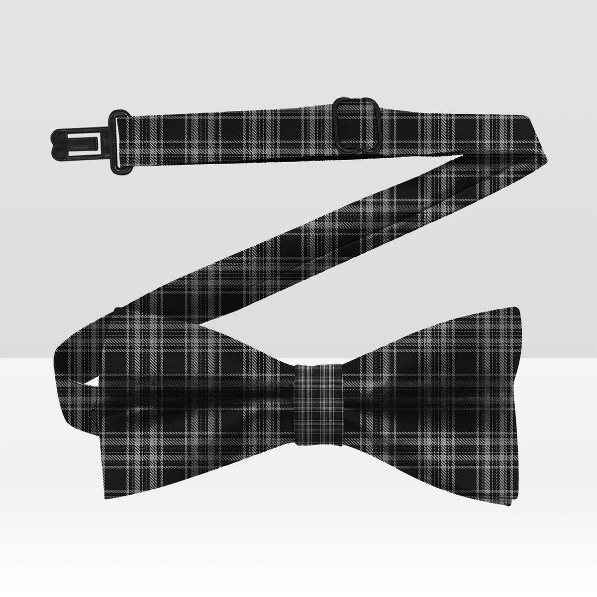 Stewart Black And White Tartan Bow Tie