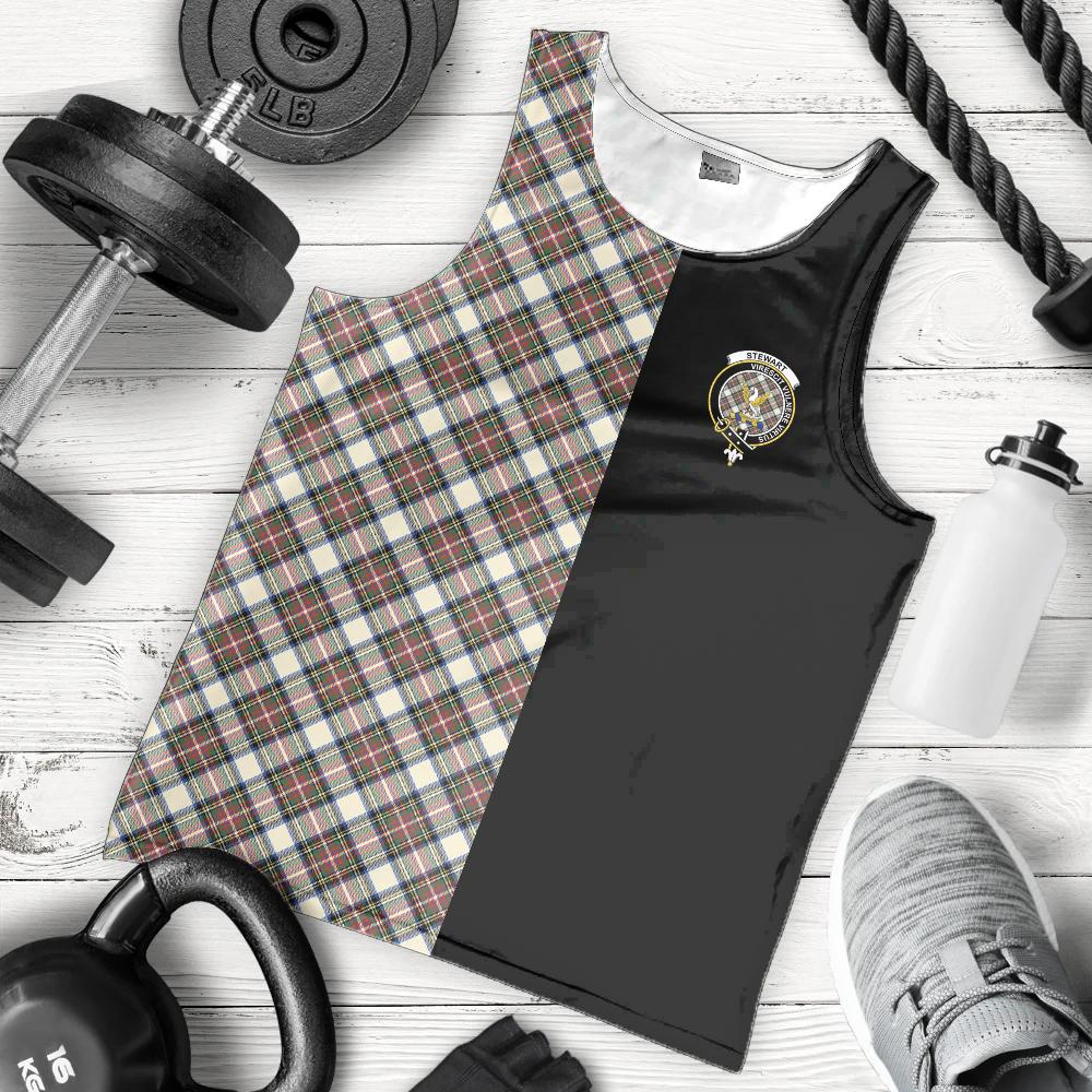 Stewart Dress Ancient Tartan Crest Men's Tank Top - Cross Style