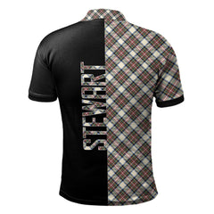 Stewart Dress Ancient Tartan Polo Shirt Half of Me - Cross Style