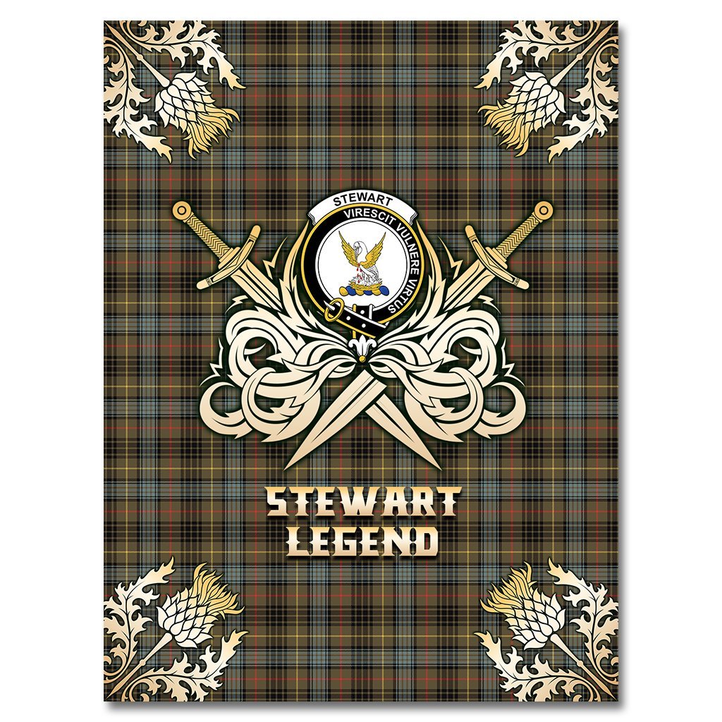 Stewart Hunting Weathered Tartan Gold Courage Symbol Blanket