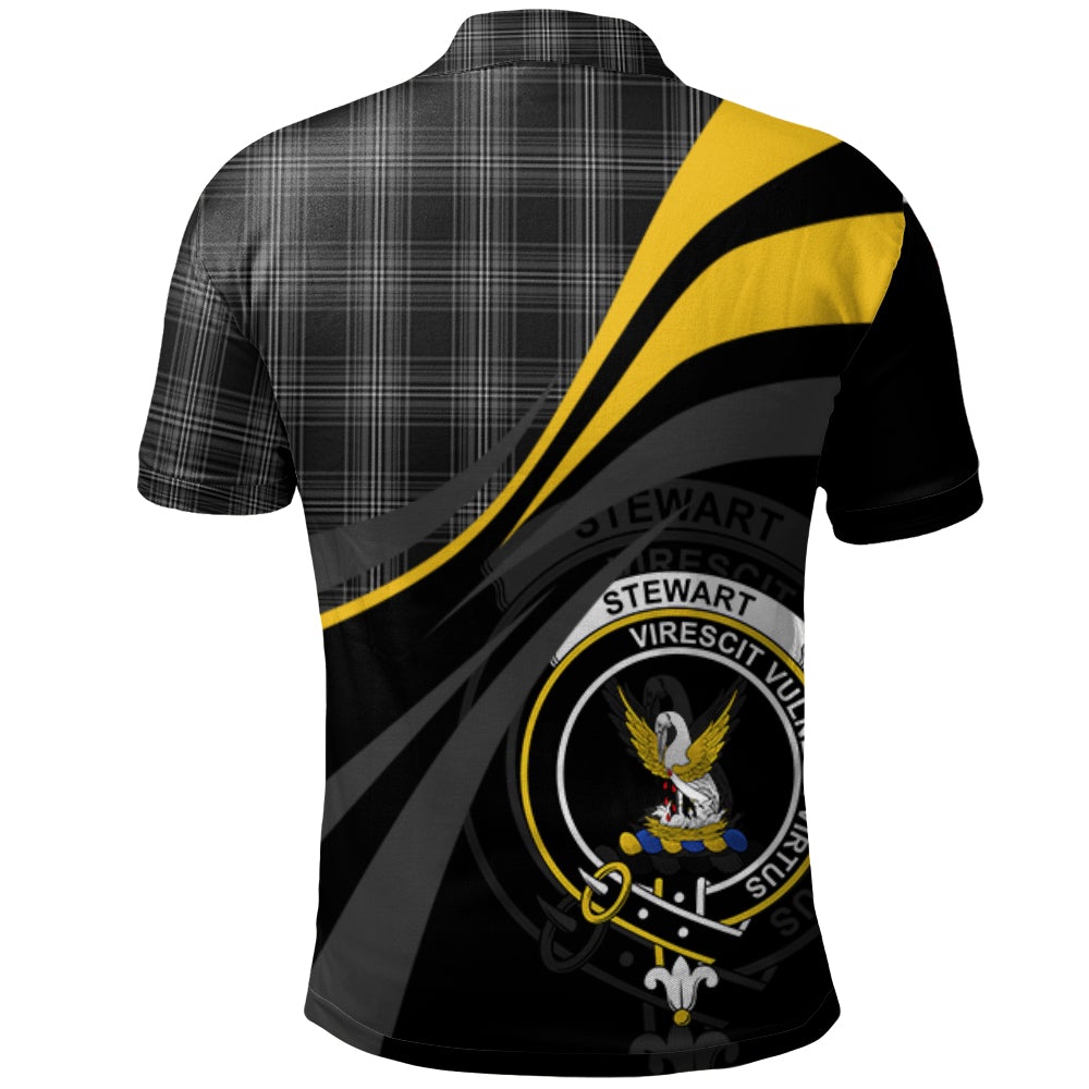 Stewart Mourning Tartan Polo Shirt - Royal Coat Of Arms Style