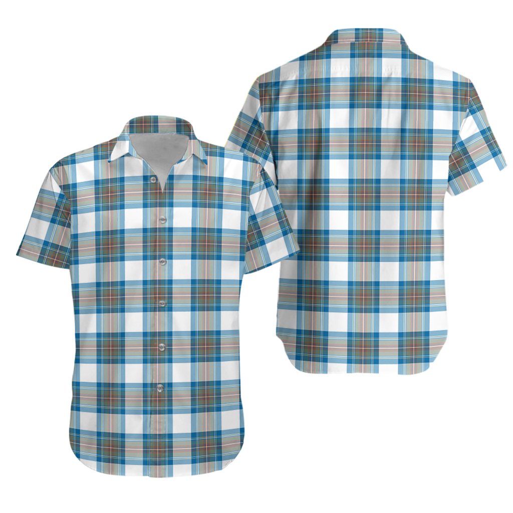 Stewart Muted Blue Tartan Hawaiian Shirt