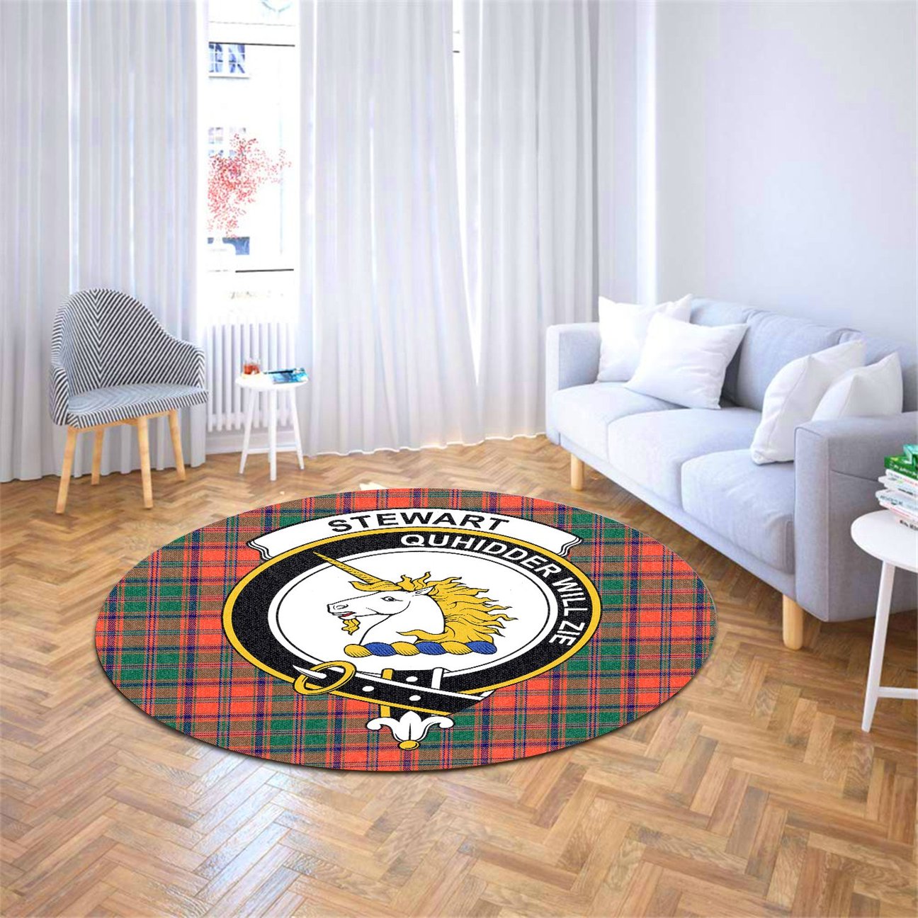 Stewart of Appin Ancient Tartan Crest Round Rug