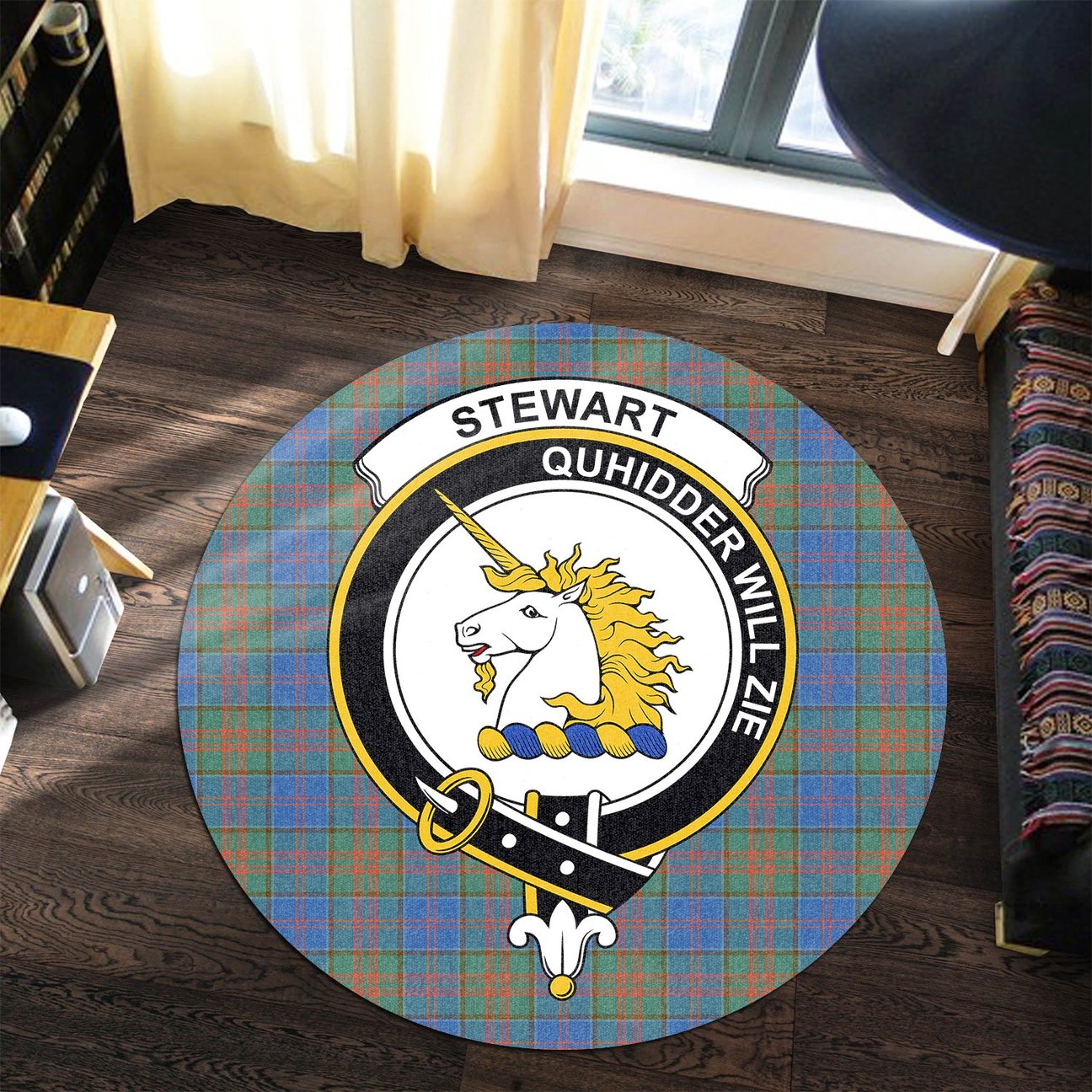 Stewart of Appin Hunting Ancient Tartan Crest Round Rug