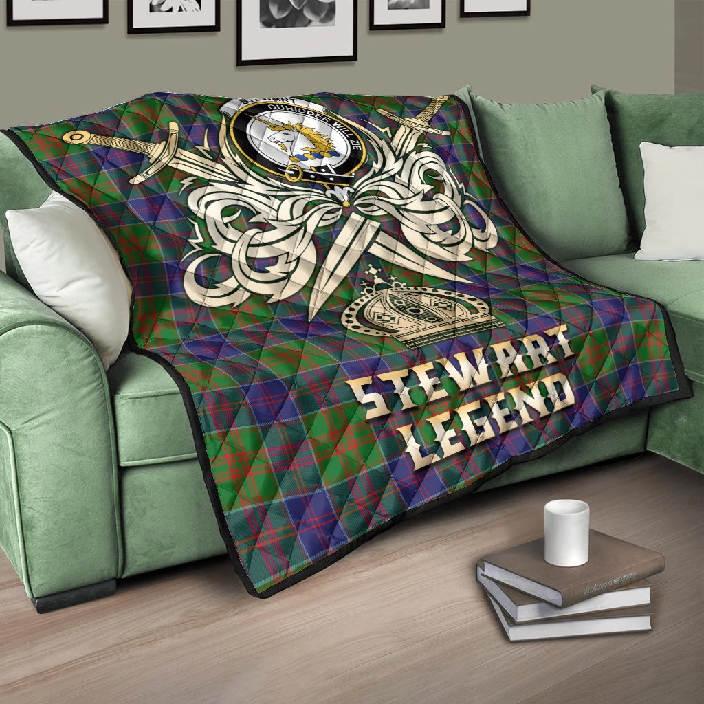Stewart of Appin Hunting Modern Tartan Crest Legend Gold Royal Premium Quilt