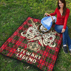 Stewart of Appin Modern Tartan Crest Legend Gold Royal Premium Quilt