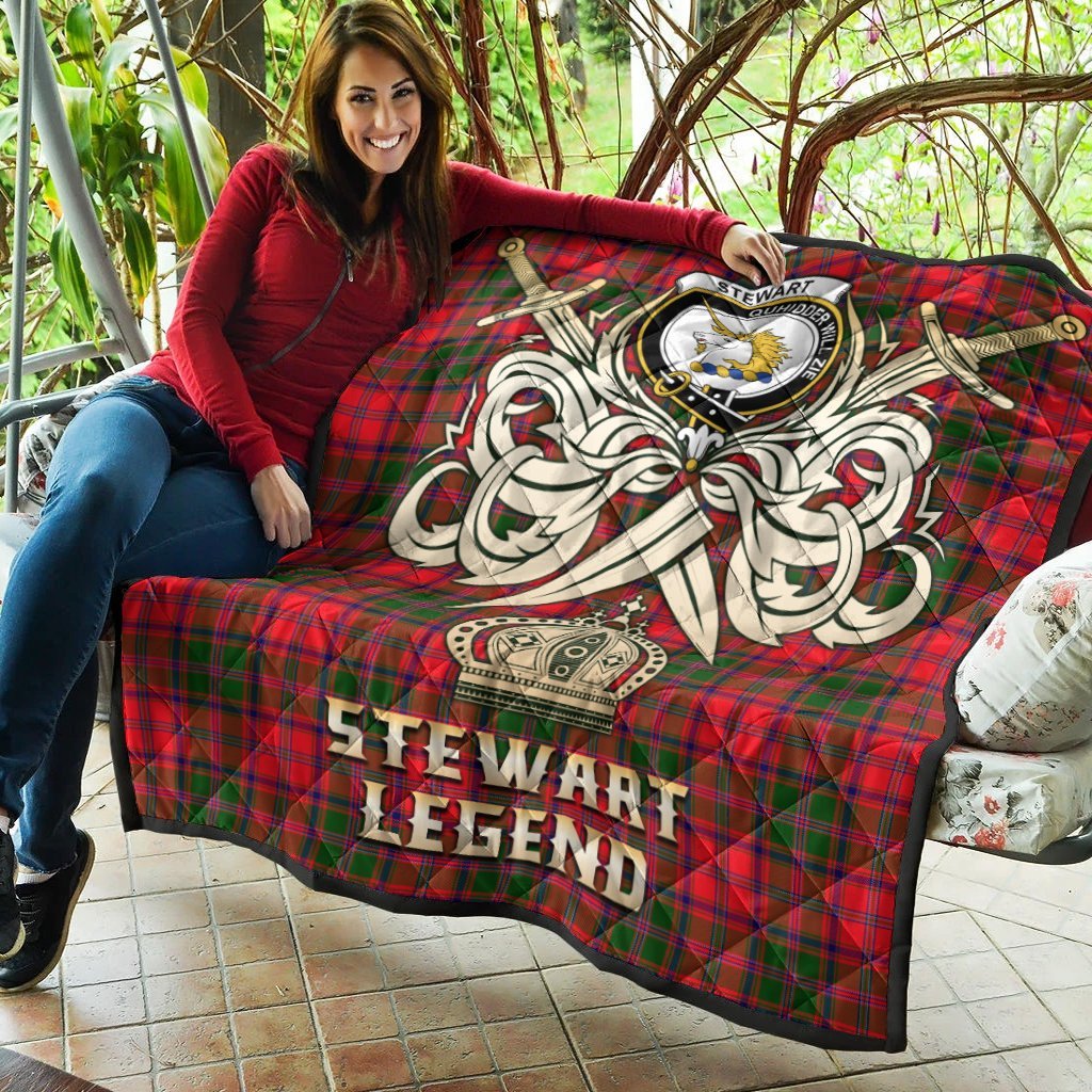 Stewart of Appin Modern Tartan Crest Legend Gold Royal Premium Quilt