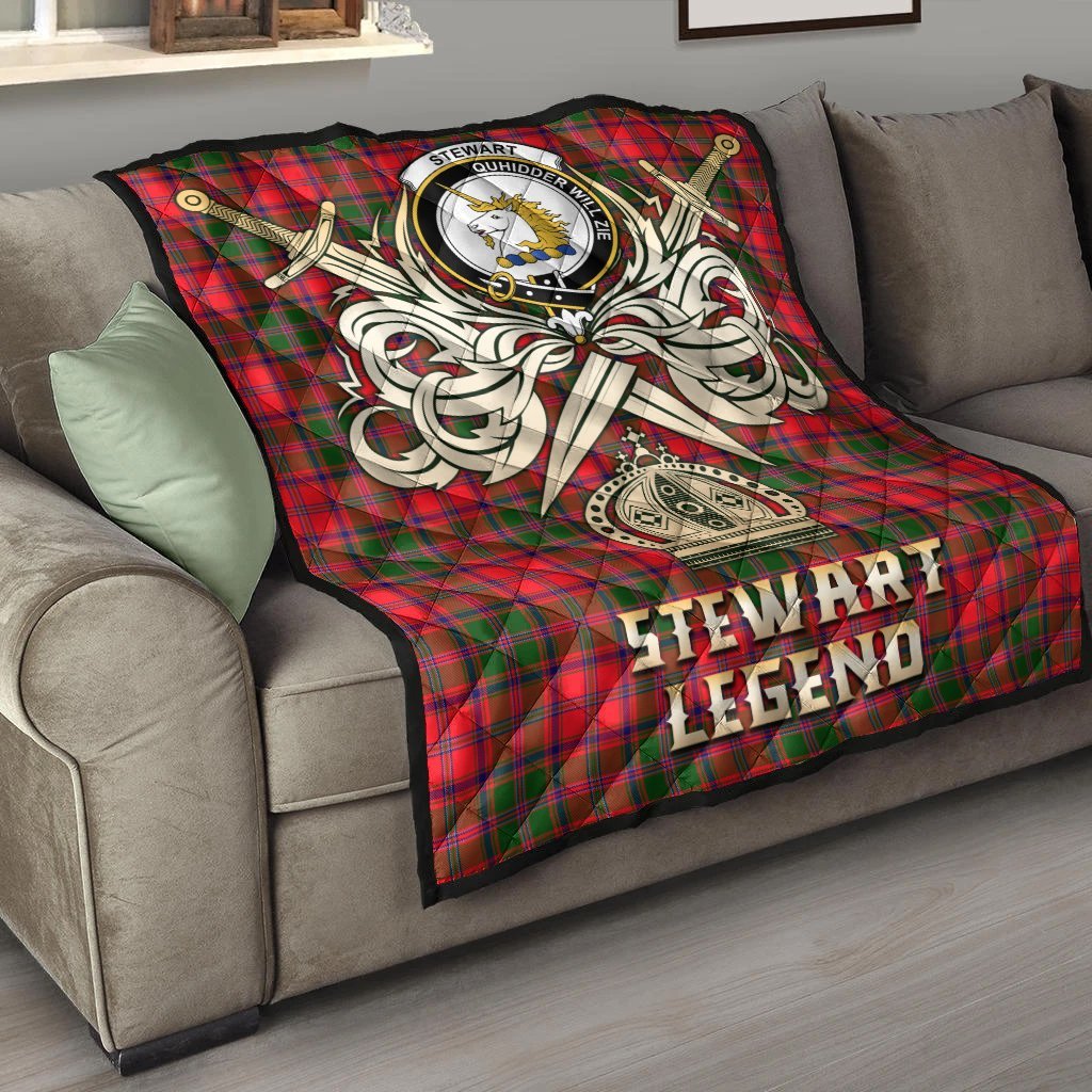 Stewart of Appin Modern Tartan Crest Legend Gold Royal Premium Quilt