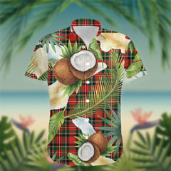 Stewart (High Stewards) Tartan Hawaiian Shirt Hibiscus, Coconut, Parrot, Pineapple - Tropical Garden Shirt