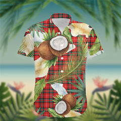 Stewart (Stuart) of Bute Tartan Hawaiian Shirt Hibiscus, Coconut, Parrot, Pineapple - Tropical Garden Shirt