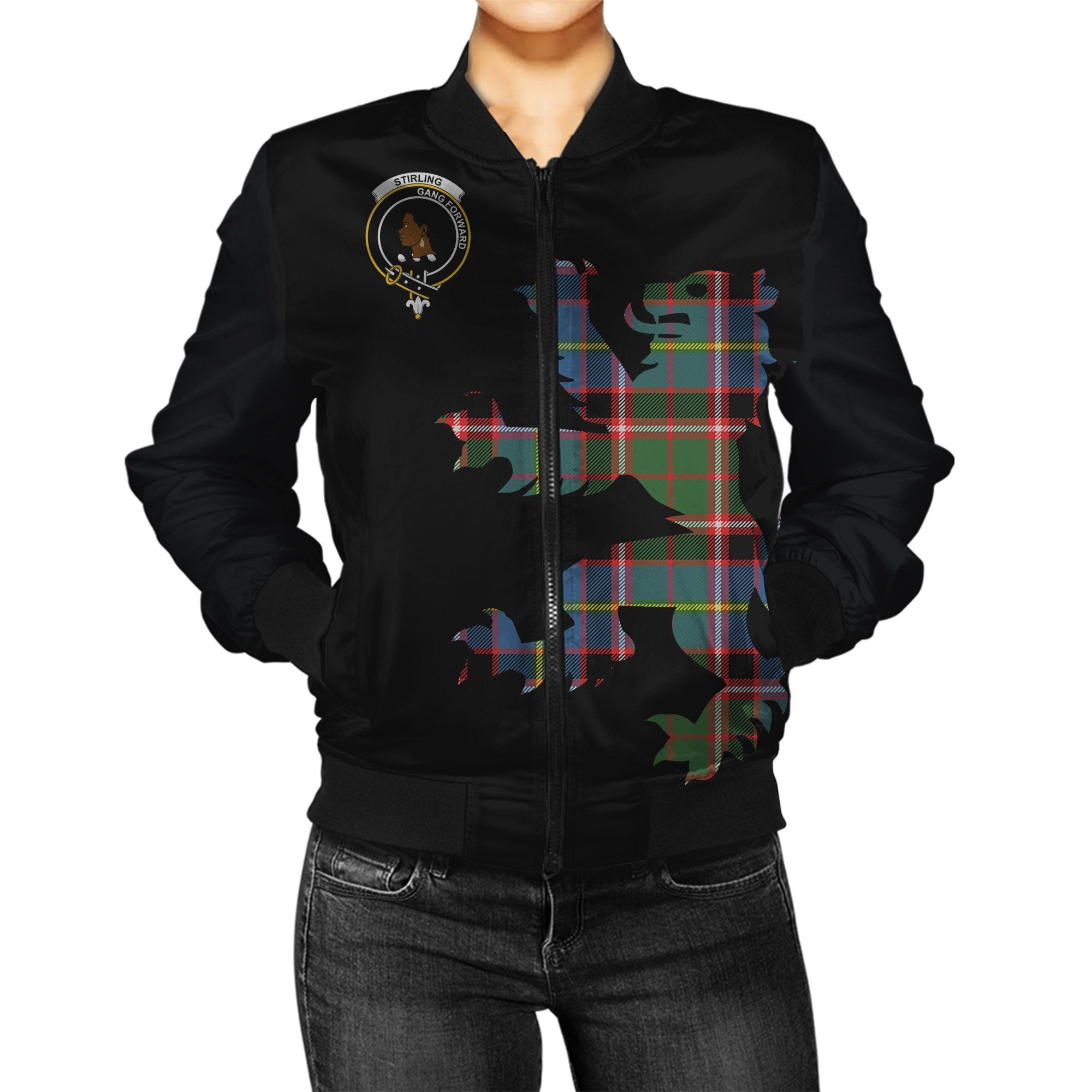 Stirling (of Keir) Tartan Bomber Jacket Lion & Thistle
