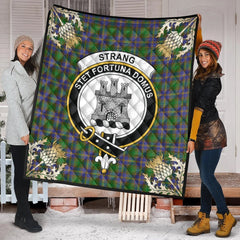 Strange of Balkaskie Tartan Crest Premium Quilt - Gold Thistle Style