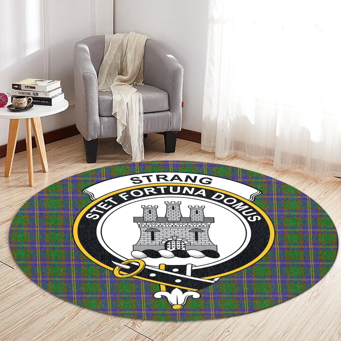 Strange of Balkaskie Tartan Crest Round Rug