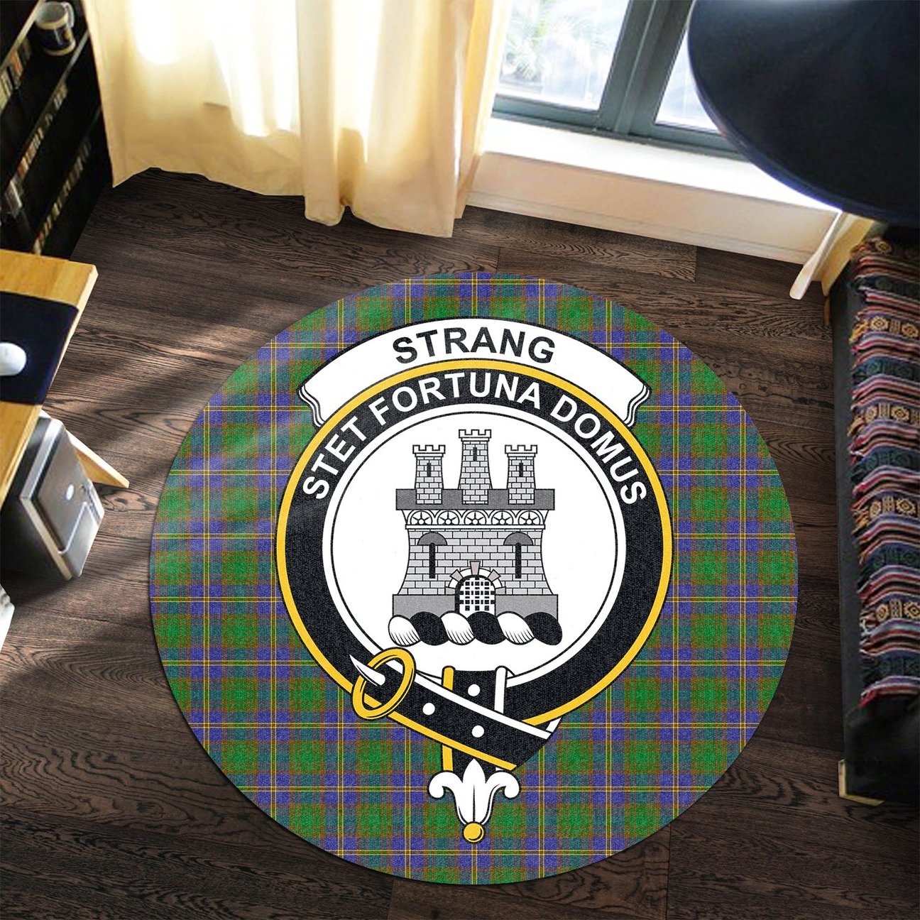 Strange of Balkaskie Tartan Crest Round Rug