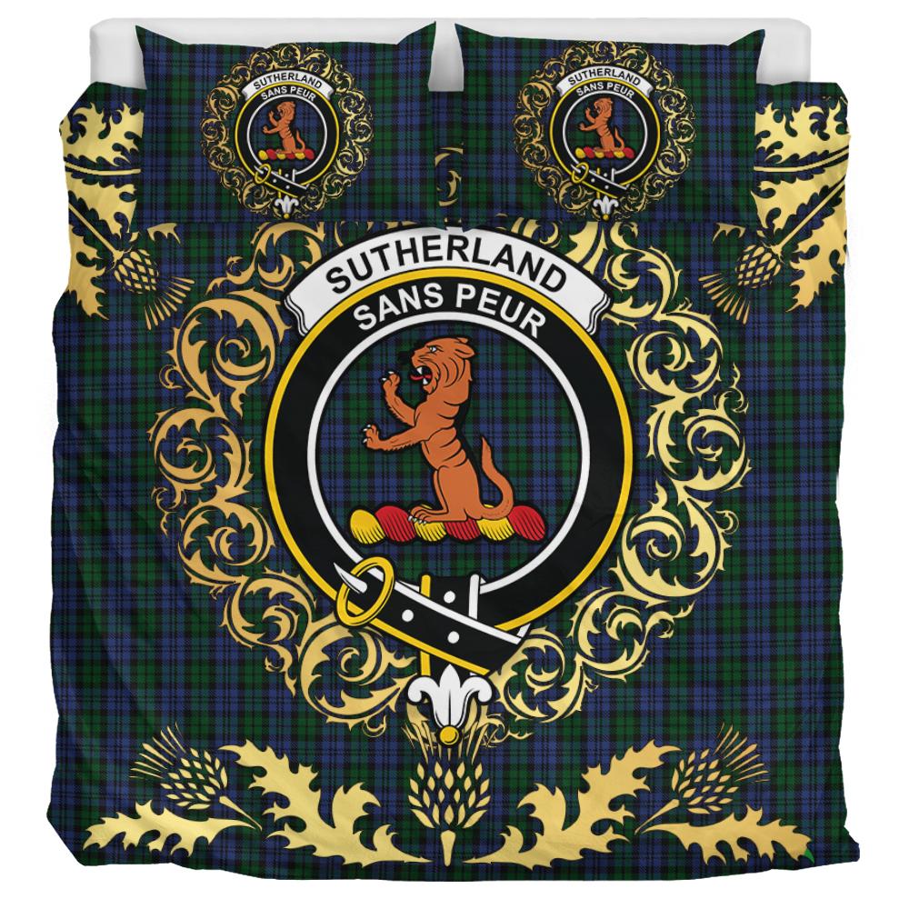 Sutherland 02 Tartan Crest Bedding Set - Golden Thistle Style
