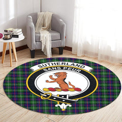 Sutherland Modern Tartan Crest Round Rug