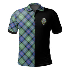 Sutherland Old Ancient Tartan Polo Shirt Half of Me - Cross Style