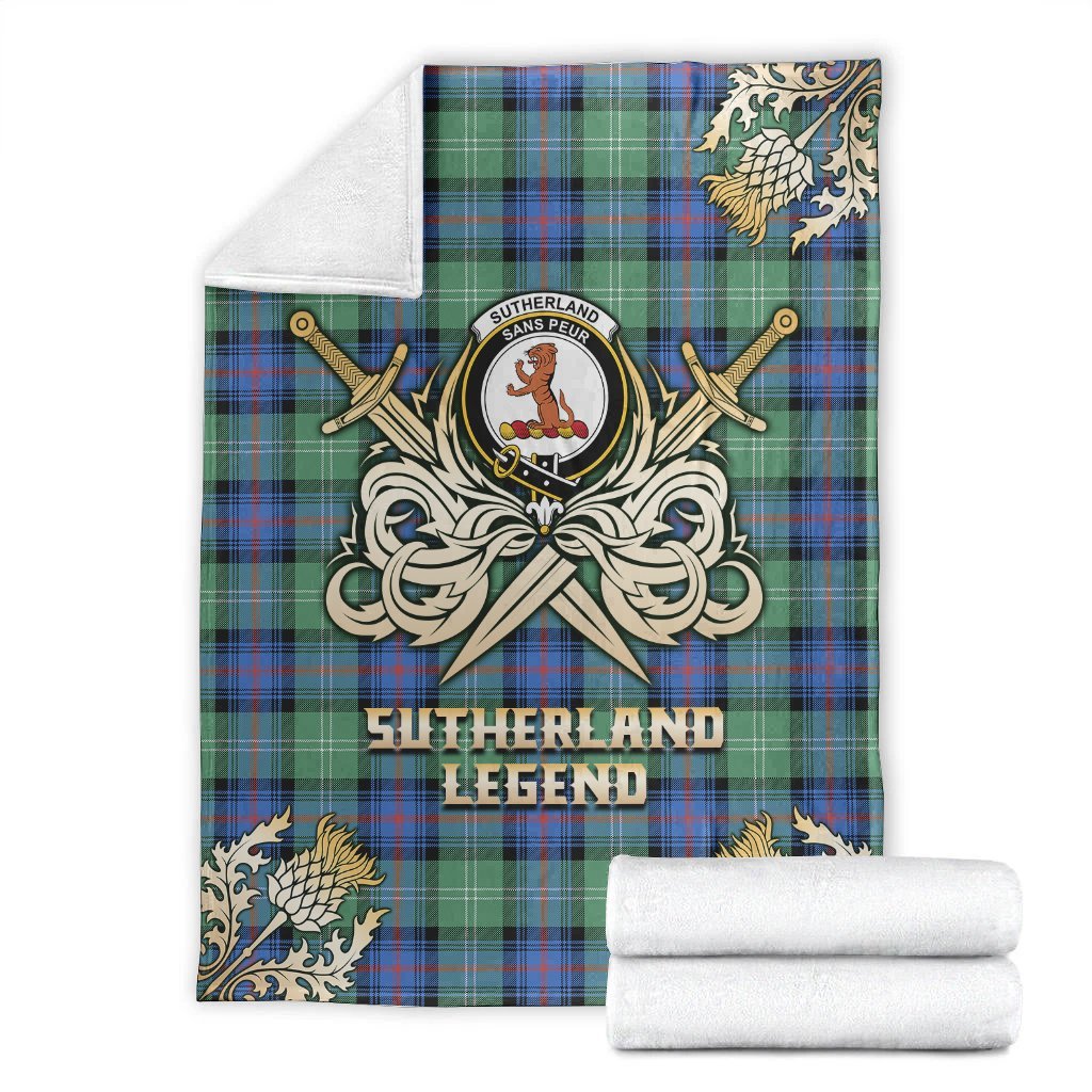 Sutherland Old Ancient Tartan Gold Courage Symbol Blanket