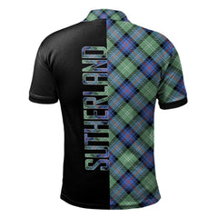 Sutherland Old Ancient Tartan Polo Shirt Half of Me - Cross Style