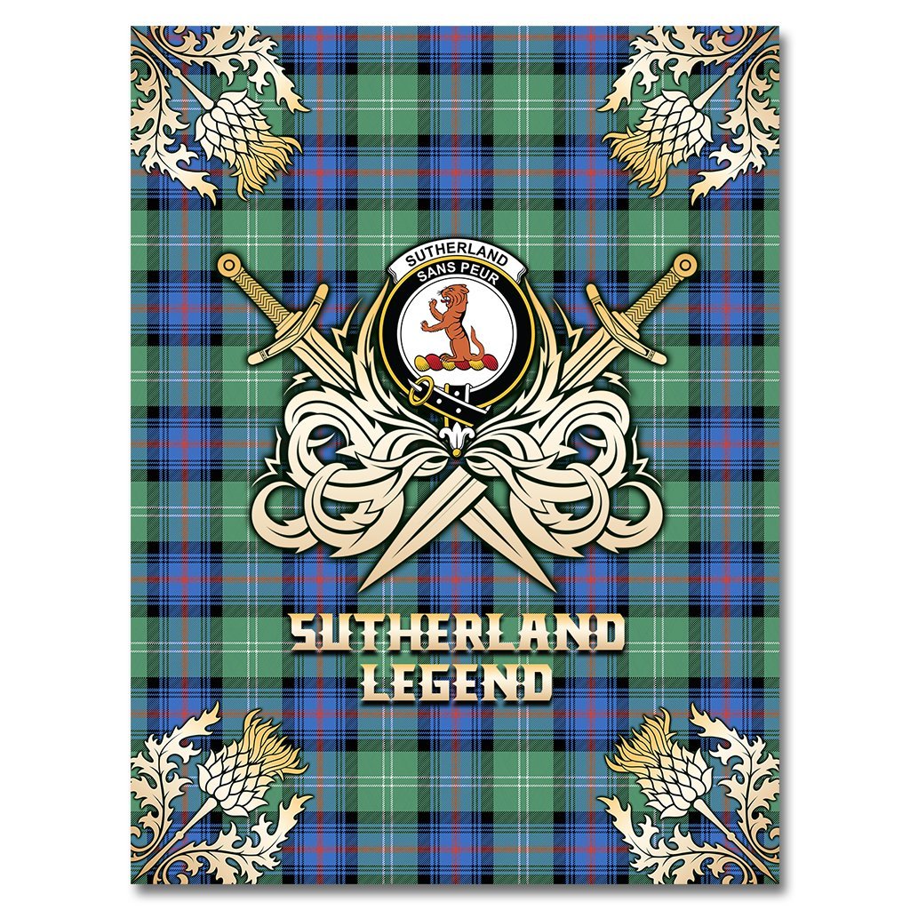 Sutherland Old Ancient Tartan Gold Courage Symbol Blanket