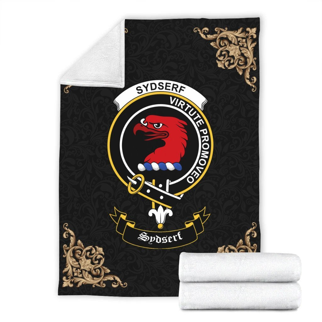 Sydserf (or Sideserf) Crest Tartan Premium Blanket Black