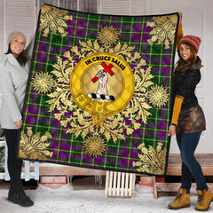 Taylor Tartan Crest Premium Quilt - Gold Thistle Style