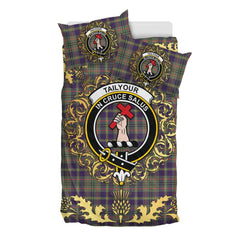 Taylor Weathered Tartan Crest Bedding Set - Golden Thistle Style
