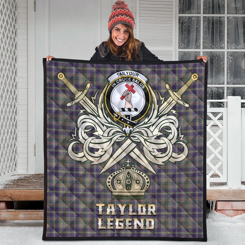 Taylor Weathered Tartan Crest Legend Gold Royal Premium Quilt