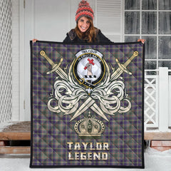Taylor Weathered Tartan Crest Legend Gold Royal Premium Quilt
