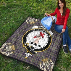 Taylor Weathered Tartan Crest Premium Quilt - Gold Thistle Style