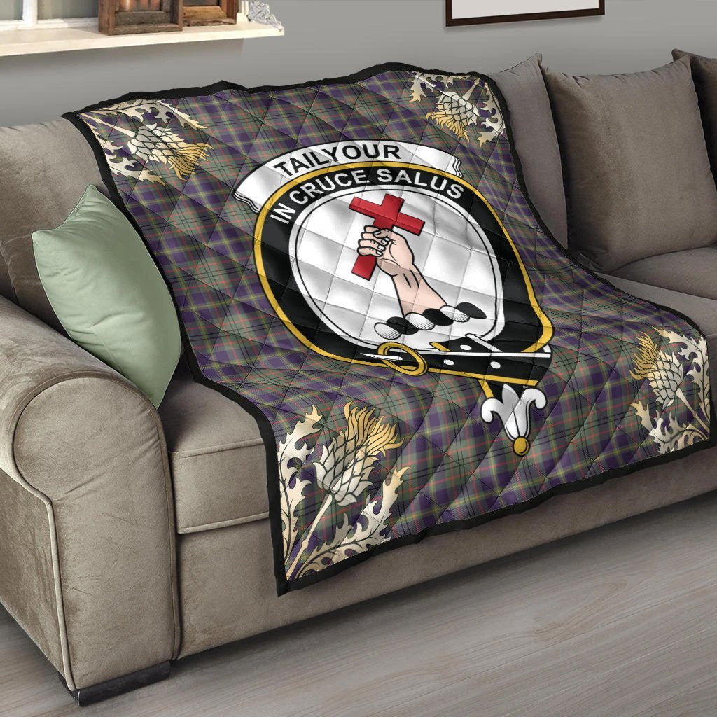 Taylor Weathered Tartan Crest Premium Quilt - Gold Thistle Style