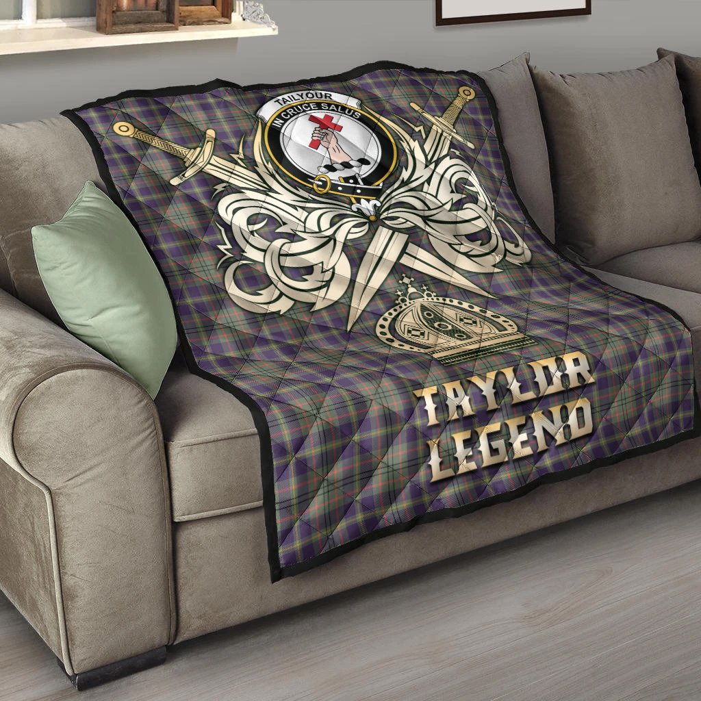 Taylor Weathered Tartan Crest Legend Gold Royal Premium Quilt