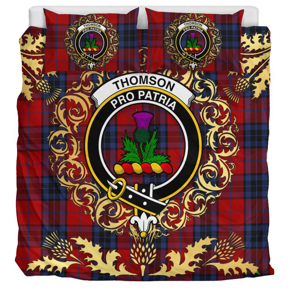 Thompson 02 Tartan Crest Bedding Set - Golden Thistle Style