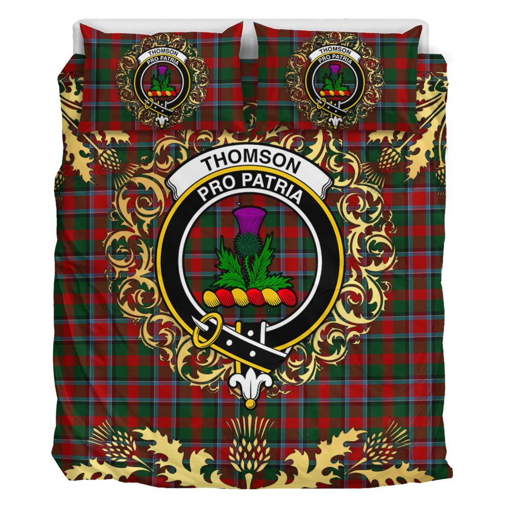 Thompson (Mackinlay) Tartan Crest Bedding Set - Golden Thistle Style