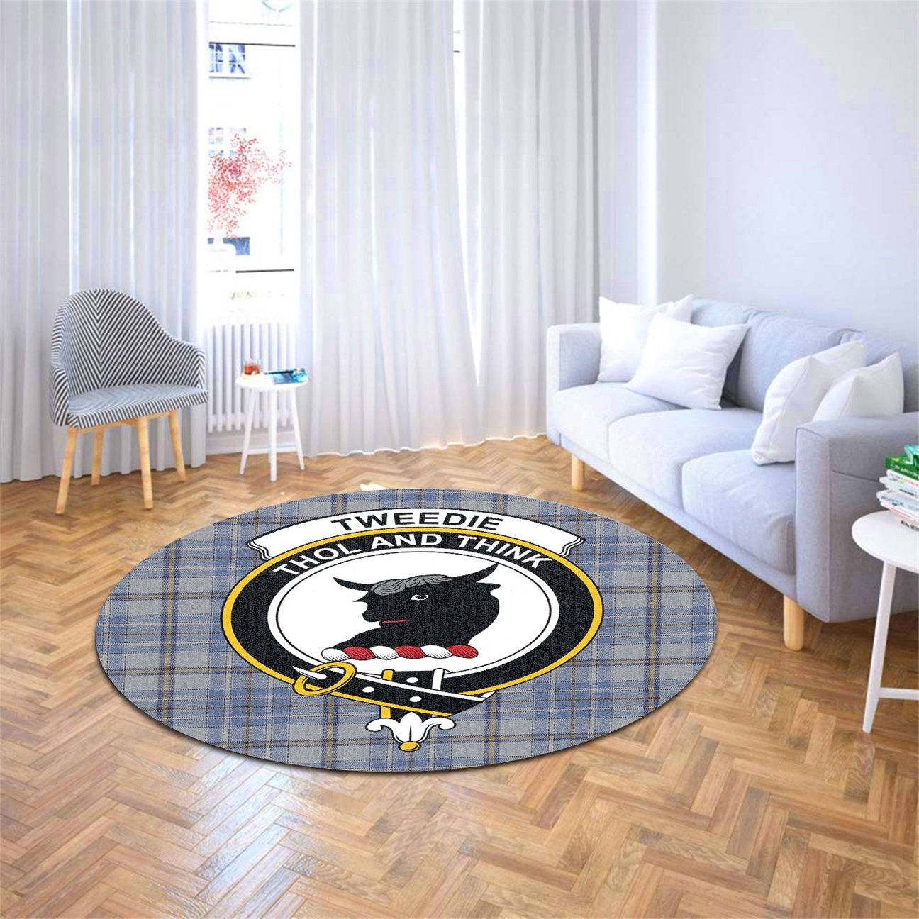 Tweedie Tartan Crest Round Rug