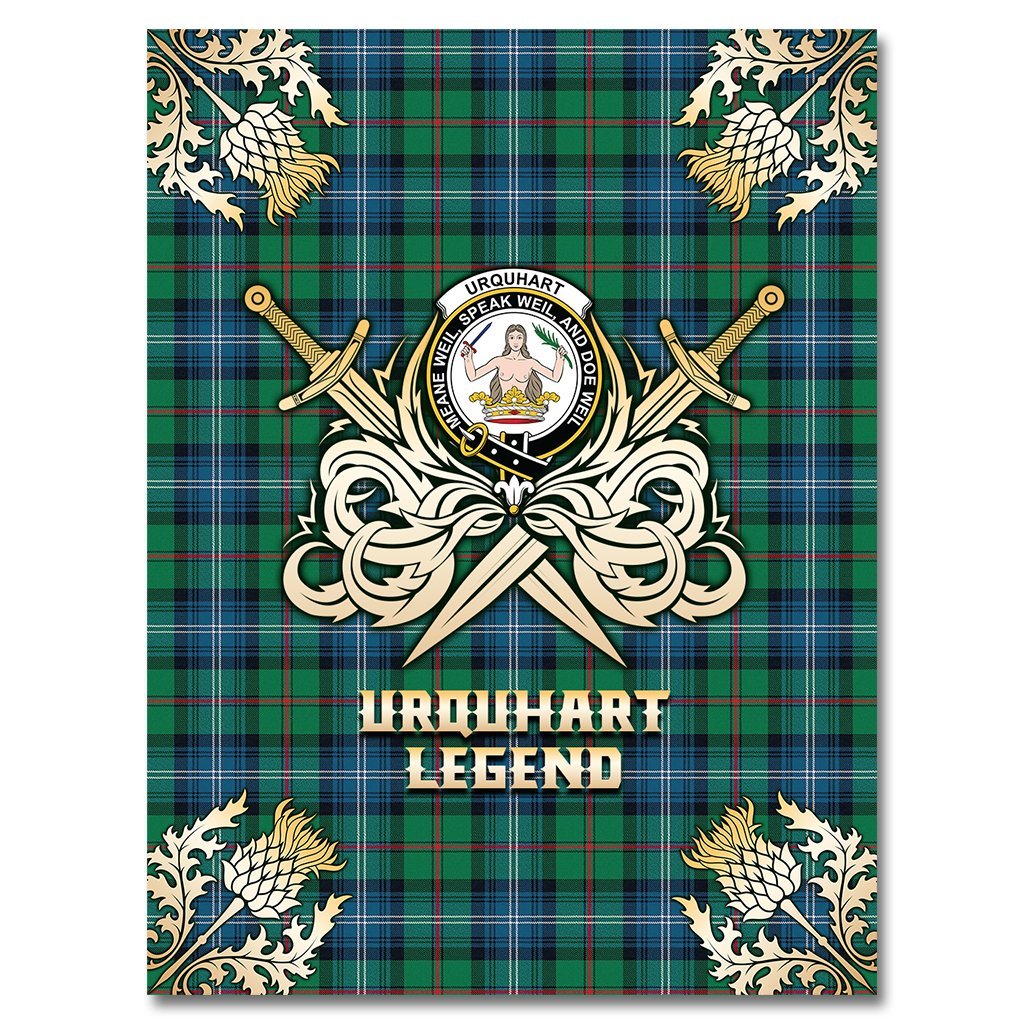 Urquhart Ancient Tartan Gold Courage Symbol Blanket