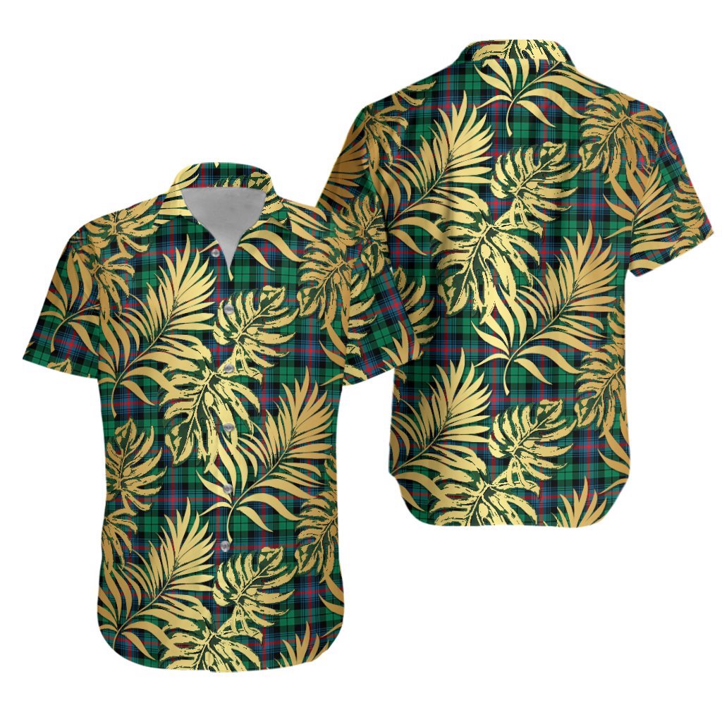 Urquhart Broad Red Ancient Tartan Vintage Leaves Hawaiian Shirt