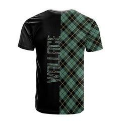 Wallace Hunting Ancient Tartan T-Shirt Half of Me - Cross Style