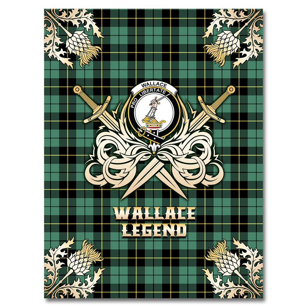 Wallace Hunting Ancient Tartan Gold Courage Symbol Blanket