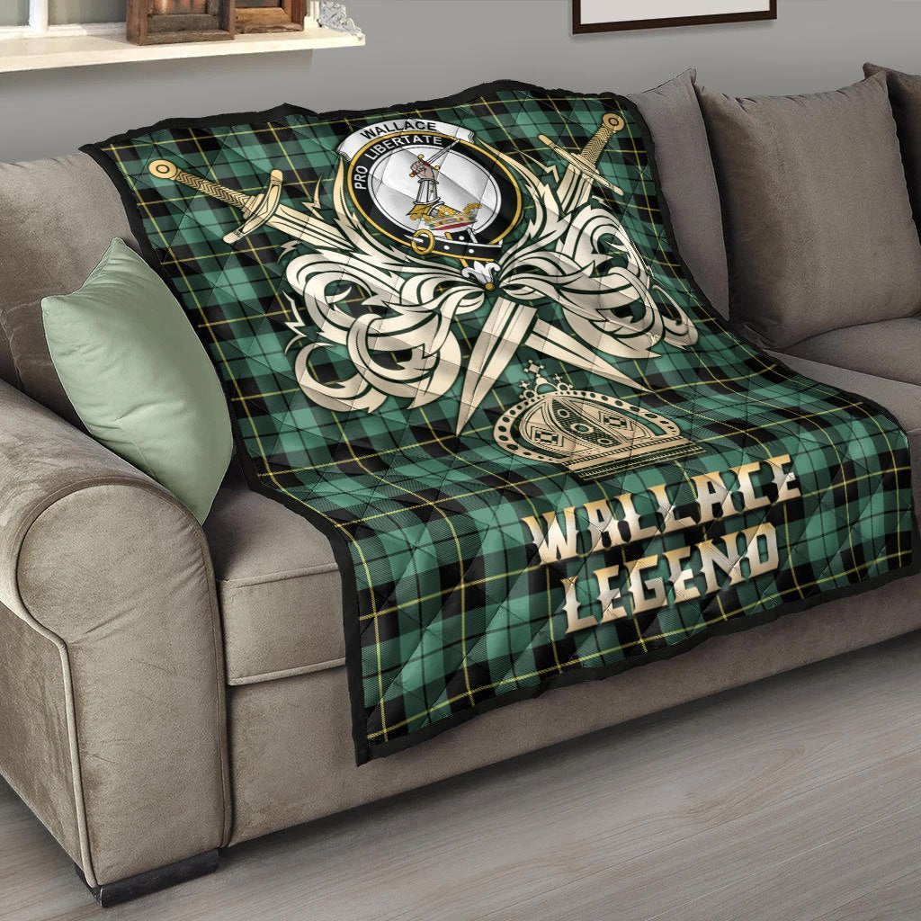 Wallace Hunting Ancient Tartan Crest Legend Gold Royal Premium Quilt