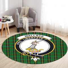 Wallace Hunting Green Tartan Crest Round Rug