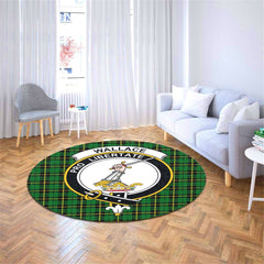 Wallace Hunting Green Tartan Crest Round Rug