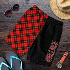 Wallace Hunting Red Tartan Crest Men's Short - Cross Style