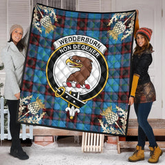Wedderburn Tartan Crest Premium Quilt - Gold Thistle Style