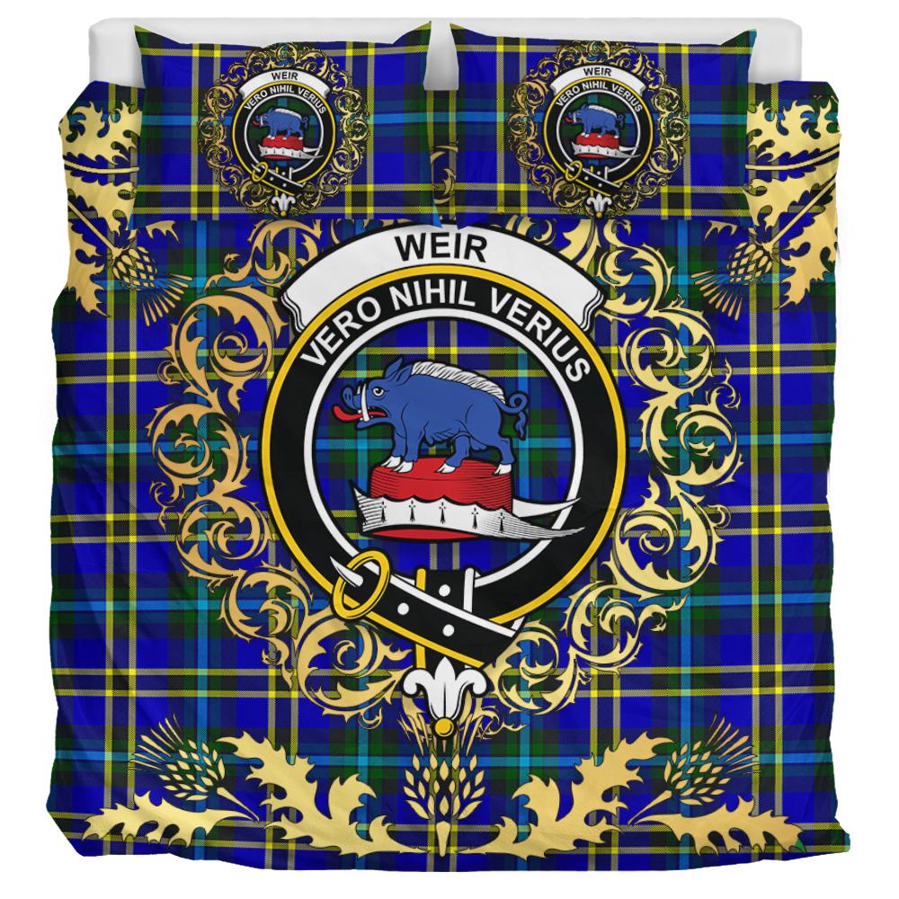 Weir Modern Tartan Crest Bedding Set - Golden Thistle Style