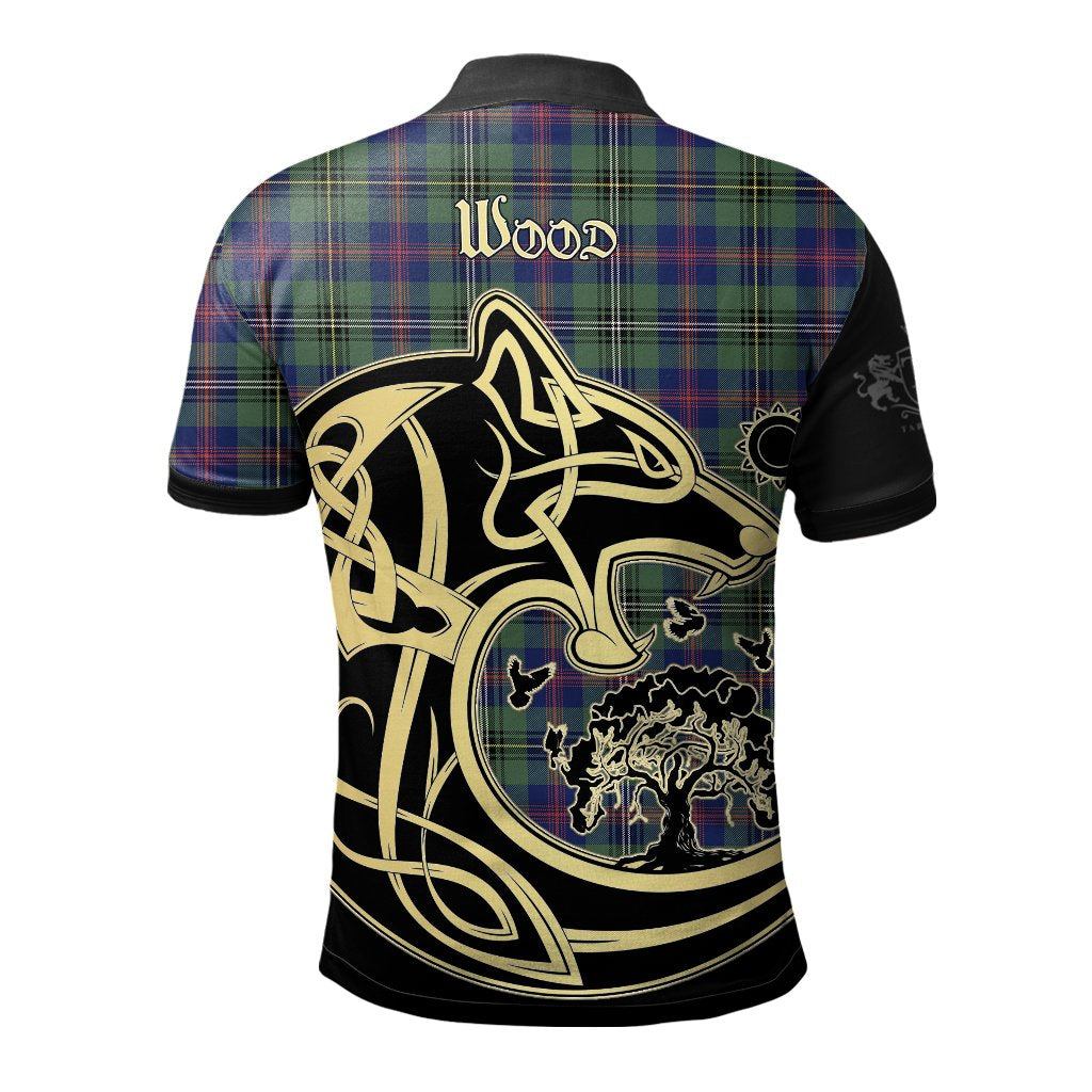 Wood Modern Tartan Polo Shirt Viking Wolf