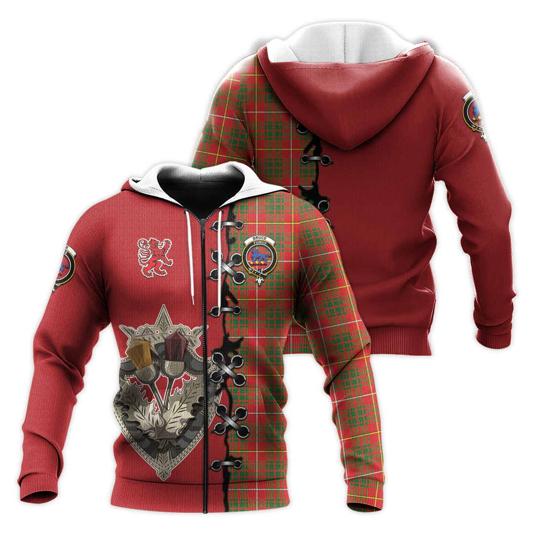 Bruce Modern Tartan Hoodie - Lion Rampant And Celtic Thistle Style