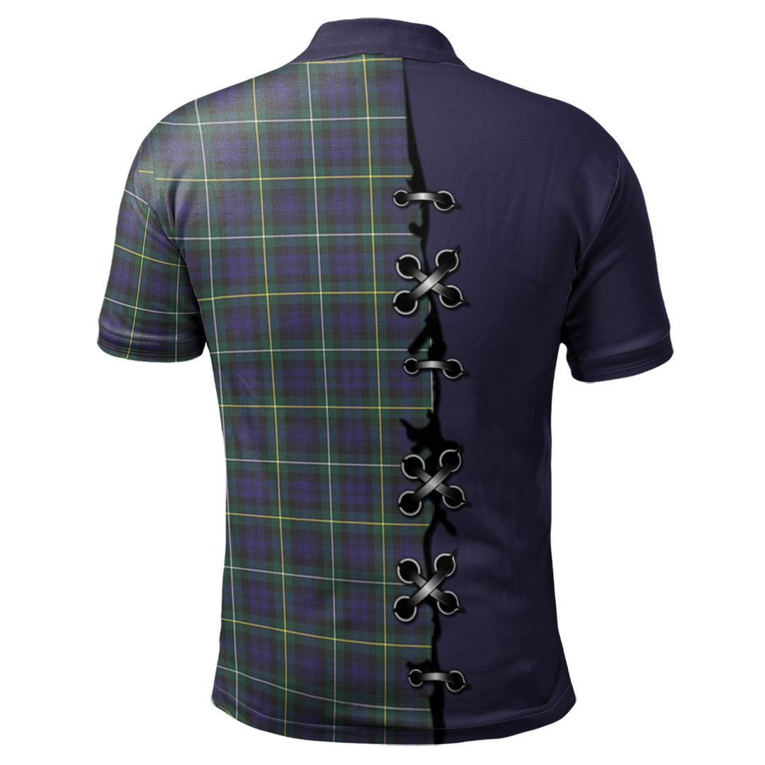 Campbell Argyll Modern Tartan Polo Shirt - Lion Rampant And Celtic Thistle Style