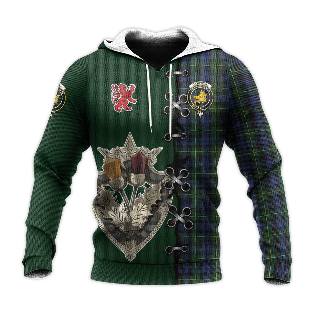 Campbell of Argyll 01 Tartan Hoodie - Lion Rampant And Celtic Thistle Style