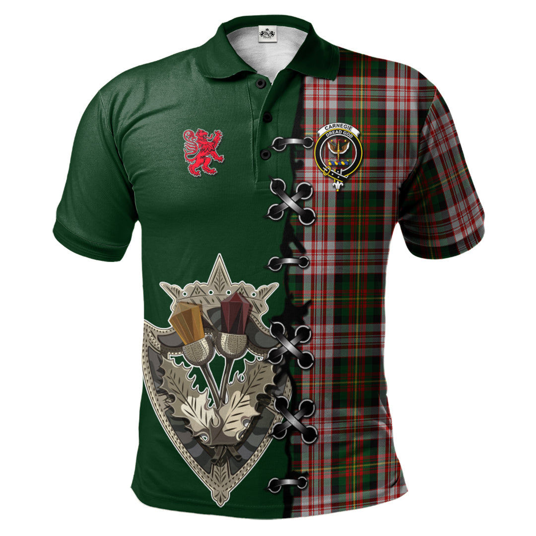 Carnegie Dress Tartan Polo Shirt - Lion Rampant And Celtic Thistle Style